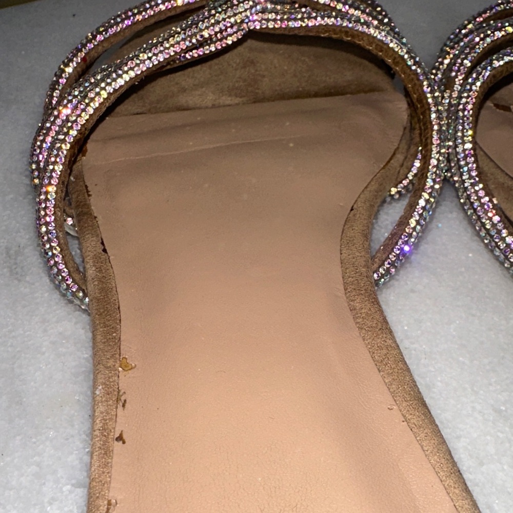 INC International Concepts Women's Sandals with Tan and Rhinestone Cross Straps - Picture 4 of 6